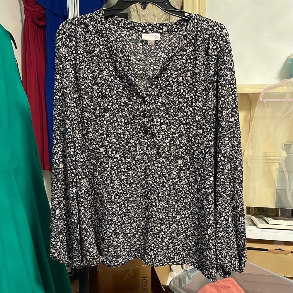 SO Black Floral Women's Blouse